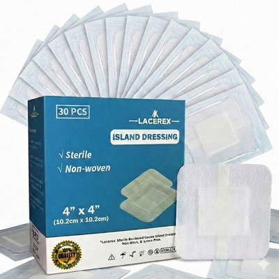 Island Wound Dressing 4x4 Adhesive Sterile 10 Box Lot 300 Pcs New Exp 12/2026