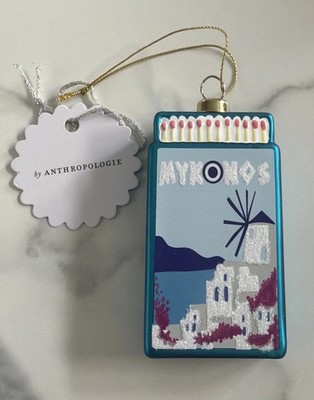 Anthropologie FURBISH Mykonos Streichholzschachtel Christbaumschmuck Ornament NEU