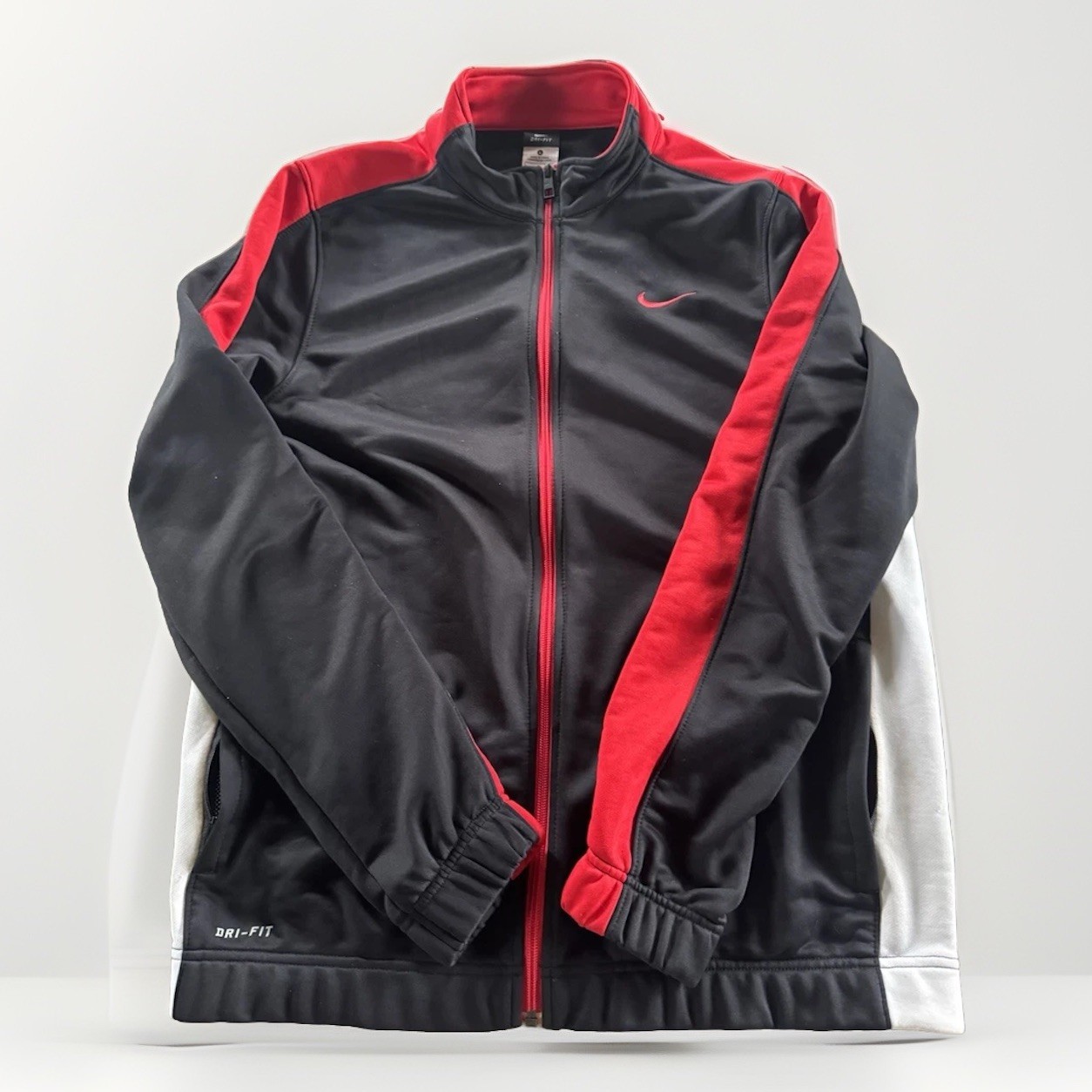 SACAI X NIKE Giacca Nike uomo L nera rossa full zip swoosh check tasche casual pista dri fit