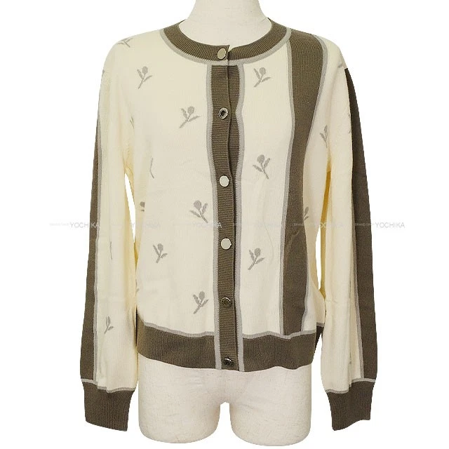 Hermes — 2023AW HERMES ETRIERS Embroidery Serie Button Ivory/Brown/Grey Wool/Cashmere...