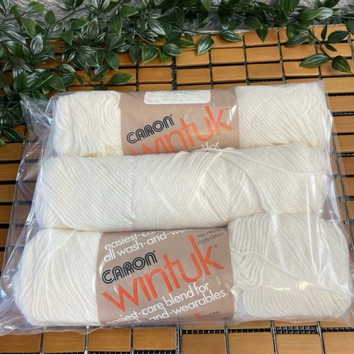 Lot of 3 Vintage Caron Wintuk Yarn Off White 3002 Dye Lot 0835520 L 120 NOS - product listing photo