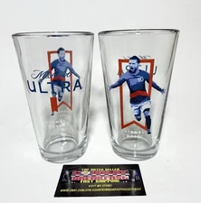 Michelob Ultra Lionel Messi Soccer 16 oz Pint Beer Glasses Set of Two - New!