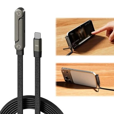 Kink T Shaped Flat 240w Fast Charging USB-C Cable+Stand For iPhone/Galaxy