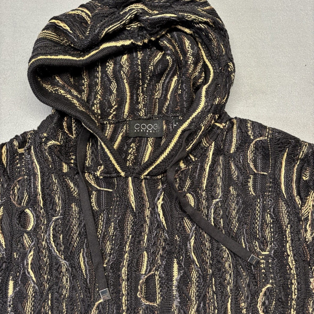 Coogi Nightfall Knit Sweater Hoodie Adult L Mercerized Cotton