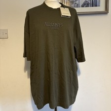 Image of AllSaints Men's Crew Neck T-Shirt Dark Green Size M Oversized Rrp £55 New