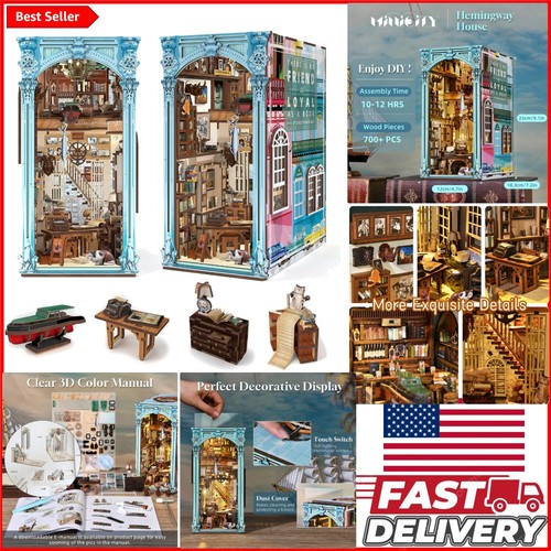 Premium Wood 3D Puzzle Book Nook Kit with LED Lights & Dust Cover eBay