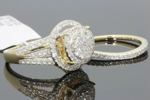 10K YELLOW GOLD 1.50 CARAT WOMENS REAL DIAMOND ENGAGEMENT RING WEDDING BAND SET - Picture 6 of 6