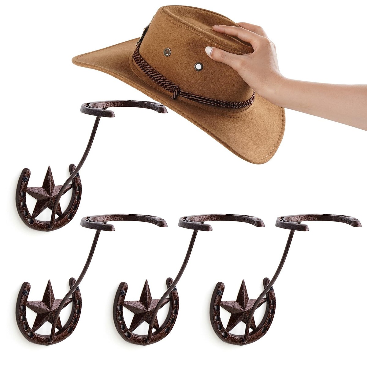 Cowboy Hat Organizer Rack for Wall Pack Rustic Metal Cowboy Hat