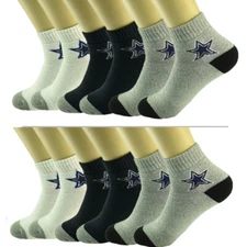 3-12 Pairs Mens Ankle Quarter Crew Star Sports Athletic Socks Cotton Size 9-11