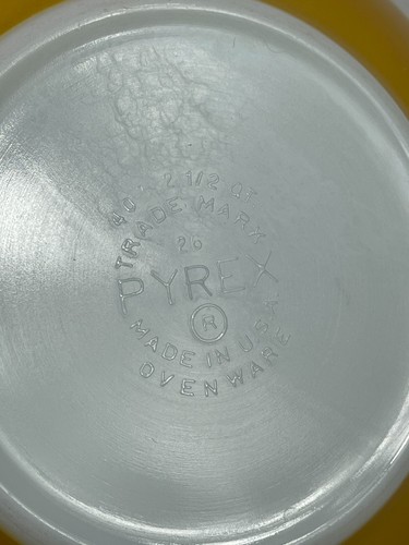 Pyrex Mezclador Mariposa Oro 2 1/2 QT #403 De Colección Hecho en EE. UU. 10 cm 22 cm - Imagen 7 de 8