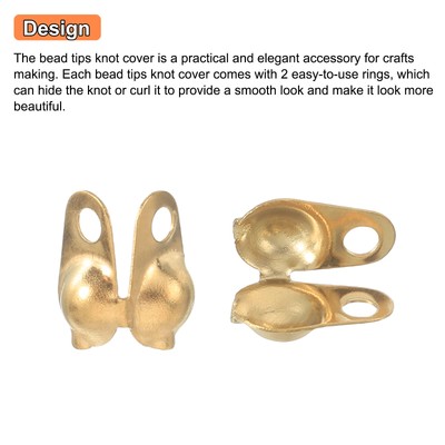 Uxcell 400pcs Open Bead Tips (Calottes) | 4mm Gold Metal Knot Covers For Jewelry Making & DIY Crafts