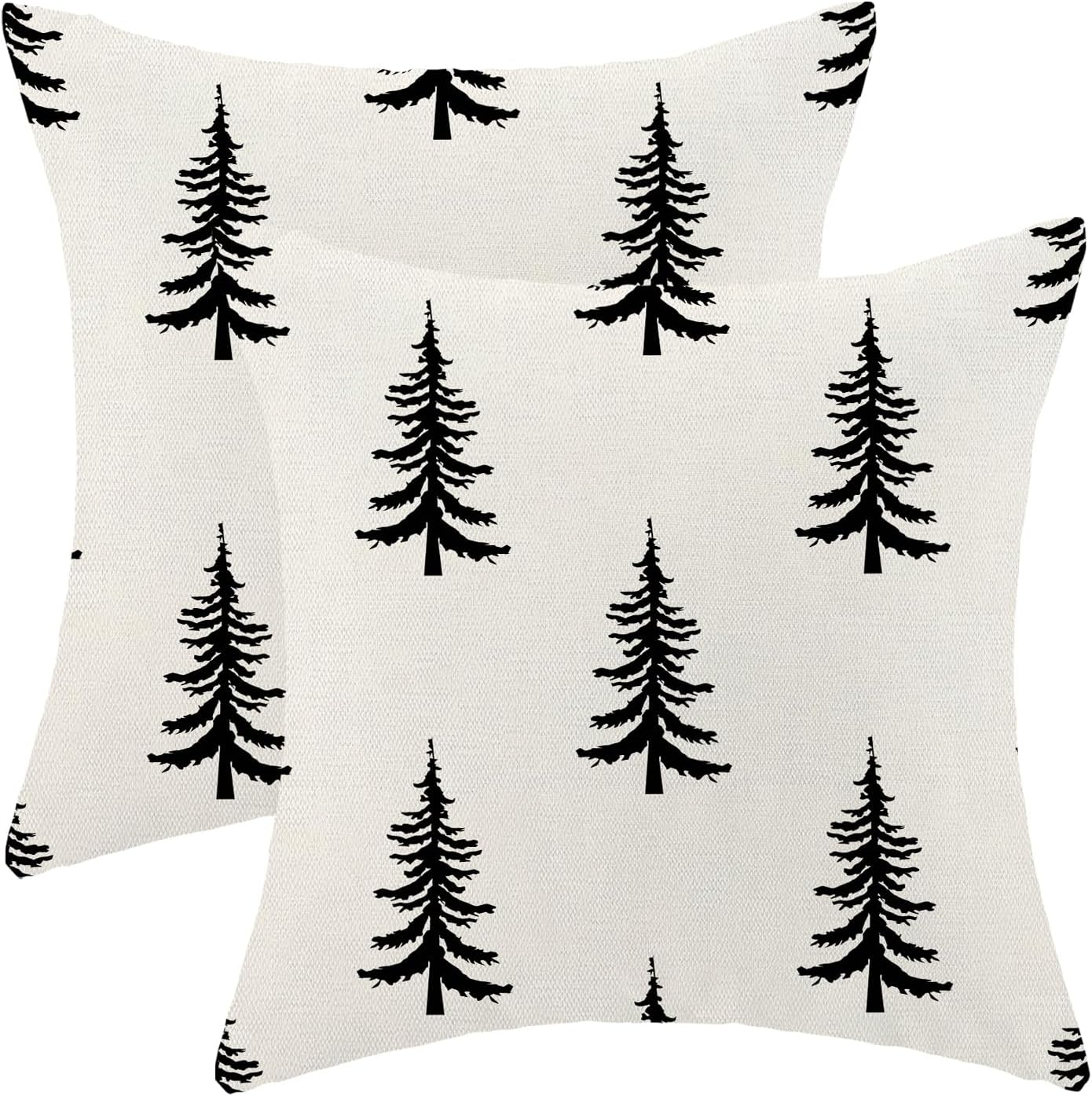 Christmas Pillow Covers 18X18 Inch Set of 2 White Black Christmas Tree Decor Thr-image