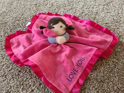 Carters I Love You Doll Security Blanket Plush Baby Lovey Dark