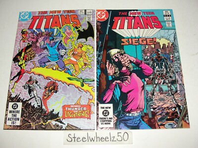 New Teen Titans #32 & 35 Comic Lot DC 1983 1st Thunder & Lightning Cyborg Robin
