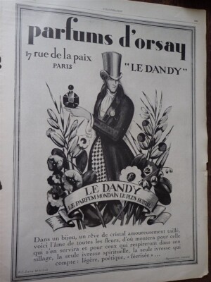 Perfume D'ORSAY LE DANDY + Toothpaste BENEDICTINS by SOULAC pub ILLUSTRATION 1927
