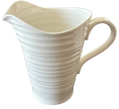 Sophie Conran For Portmeirion Ribbed Handled White Water Beverage Pitcher 7.5''H