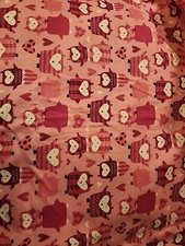 Valentines Day Fabric Red Pink Hearts And Owls Pink Flannel Fabric By The Yard