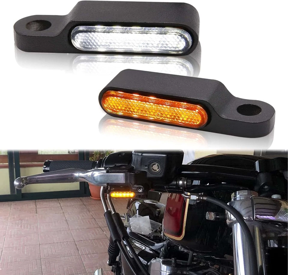 ⭐Manillar LED señales de giro intermitente luz de funcionamiento para Harley Sportster 1200 883⭐ Foto 3 de 4