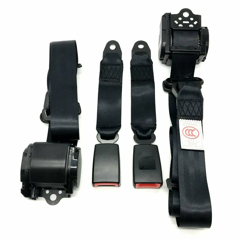 2x Retractable 3 Point Safety Seat Belt Straps Car Vehicle Adjustable Belt Kit - Image 4 of 4