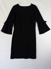 NWT $100 Ann Taylor Dress Womens XS Black Knit Sweater Knee Bell Rayon