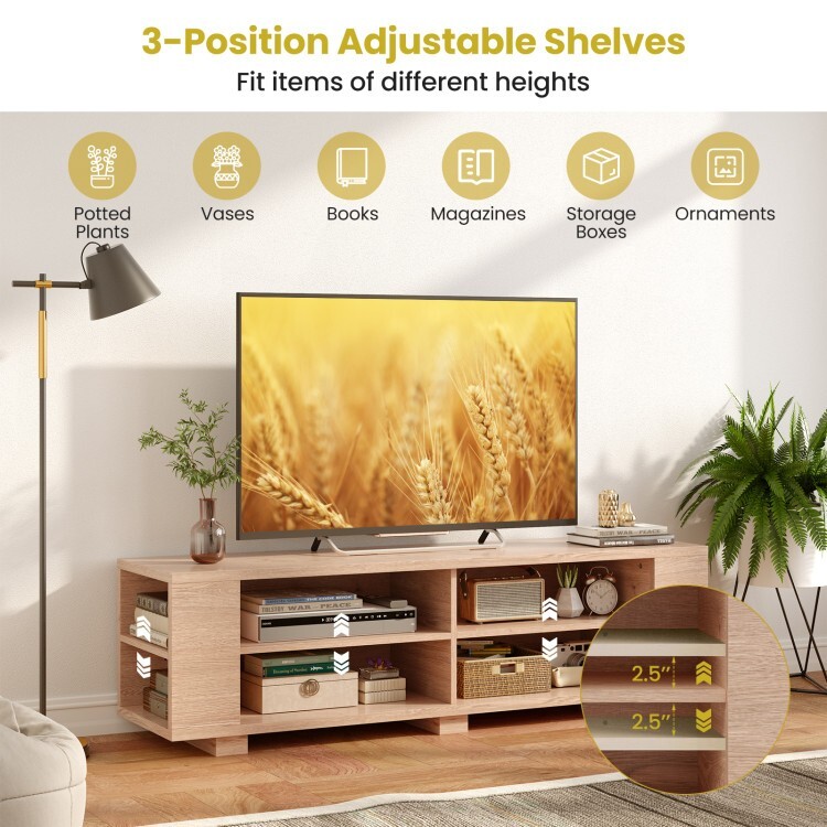 TV Stand up to 65" Wooden Storage Entertainment Media Center Console Living Room