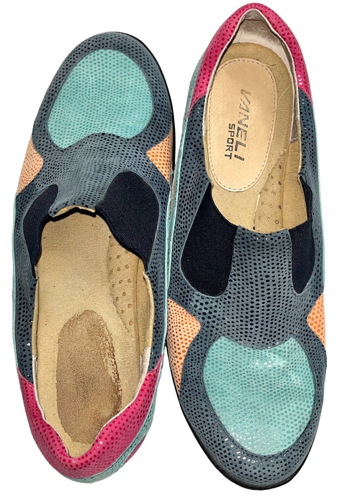 VANELI SPORT ATTIE 10 Suede Blue Multicolor Slip On Flat Shoe PREOWN
