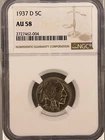 1937-D BUFFALO NICKEL NGC AU 58