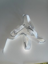 AUTH Chanel Logo White Cotton Grosgrain Ribbon 50" Long for Gift Wrapping Decor