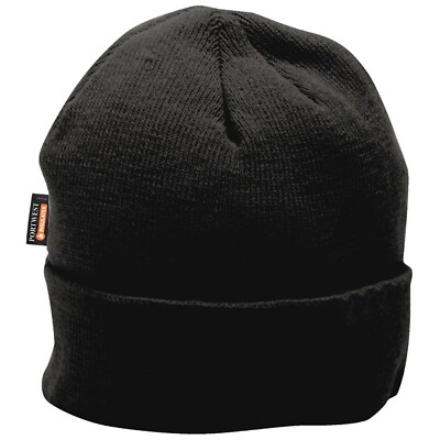 Knit Microfibre Insulated Hat Black - Fine Knit Acrylic - Portwest B013BKR