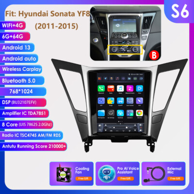 8-Core 6+64GB Android 13 CarPlay GPS Car Radio 9.7'' For Hyundai Sonata 2011-2015
