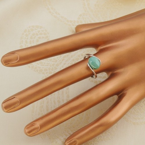Natural Gemstone 100% Genuine Turquoise Sterling Silver 925 Adjustable Ring - Picture 3 of 3