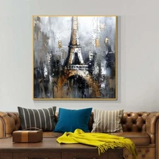 Gray Eiffel Tower Abstract Wall Art Handmade Oil Painting On Canvas Room