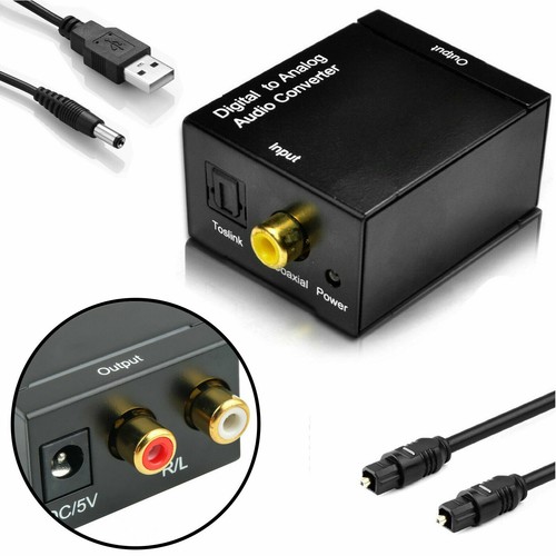 With Fiber Cable Digital Optical Coax to Analog RCA L/R Audio Converter Adapter - Picture 2 of 12