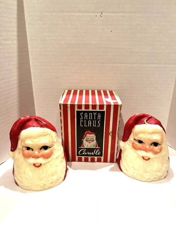 Two Adorable Vintage Unused Santa Candles Colonial Candle Co Mass  Candles 1 Box