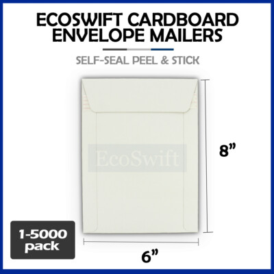 1-5000 6 x 8 EcoSwift CD/DVD Self Seal Photo Ship Flat Cardboard Envelope Mailer