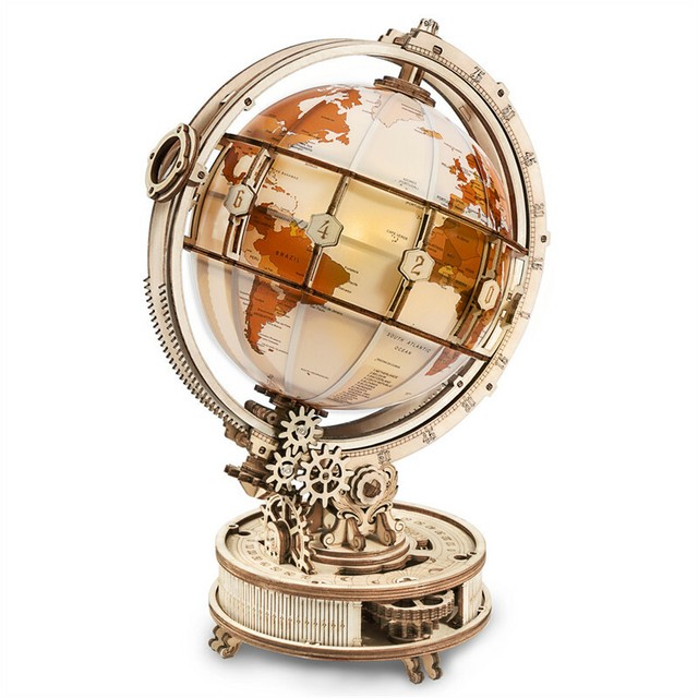 Luminous Globe with LED Light DIY Wooden Model Building Block Kits Assembly Toy Luminous Globe with LED Light DIY Wooden Model Building Block Kits Assembly Toy
