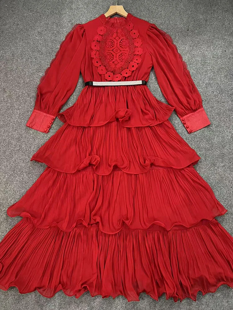 OFF WHITE 2025 set donna spalline maniche lunghe vita alta abito sciolto bordo volant gonna a sbuffo