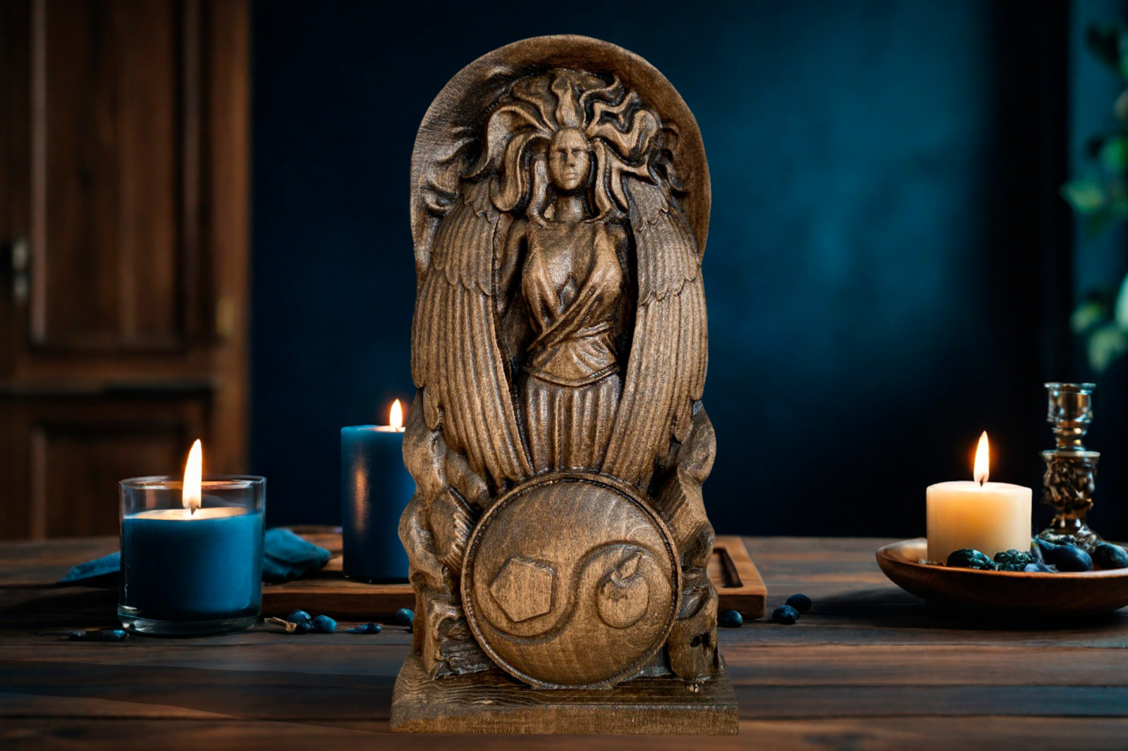 Estatua de Eris Mitología Griega Estatua de Eris Estatua de Madera Diosa Altar Eris Griega
