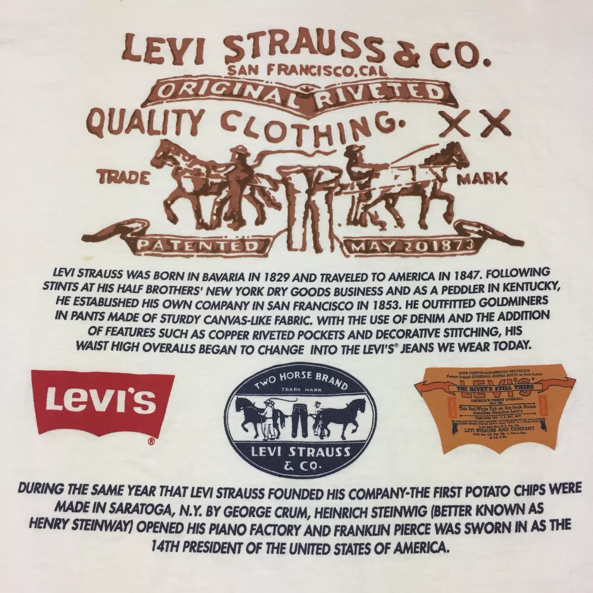 Vintage Levi Strauss & Co. XL T-Shirt Jeans Denim Cowboy Rodeo Overalls  Farmer