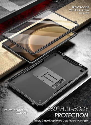 For Samsung Galaxy Tab A9 Plus + Case Poetic Kickstand Shockproof Rugged Black - Picture 3 of 5