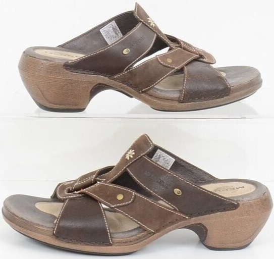 Sandalo Merrell Luxe Slide caffè in pelle tacco a blocco slide donna 8