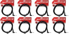 8 Rockville RCTR110RR-B 10' Black 1/4" TRS Right Angle to Same Cable 100 Copper
