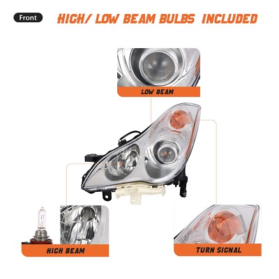 For 2008-2012 Infiniti EX35 14-17 QX50 Halogen Headlight Left