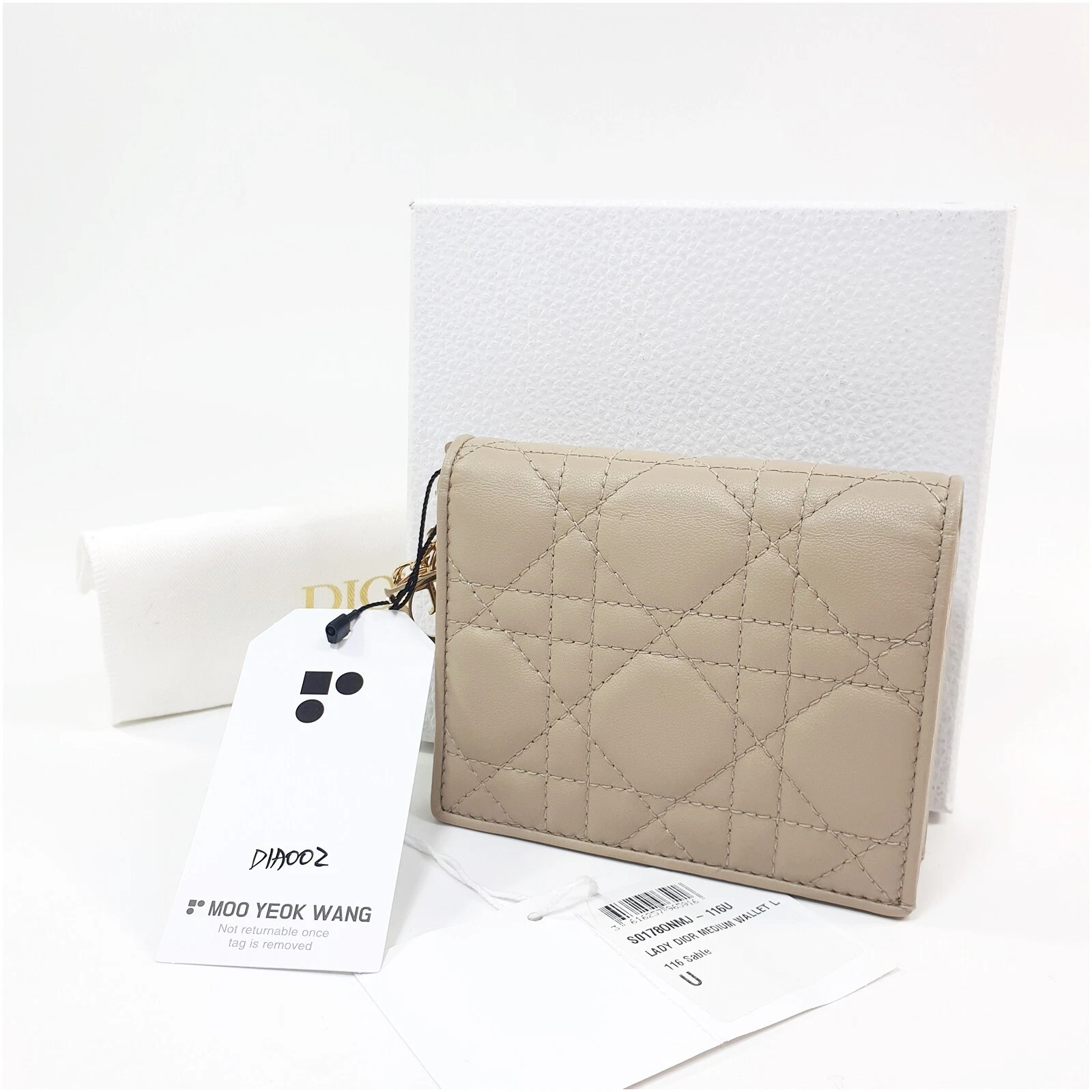 Portefeuille pliable Dior Lady Dior cuir véritable quotidien avec boîte étiquette dust bag DIA002
