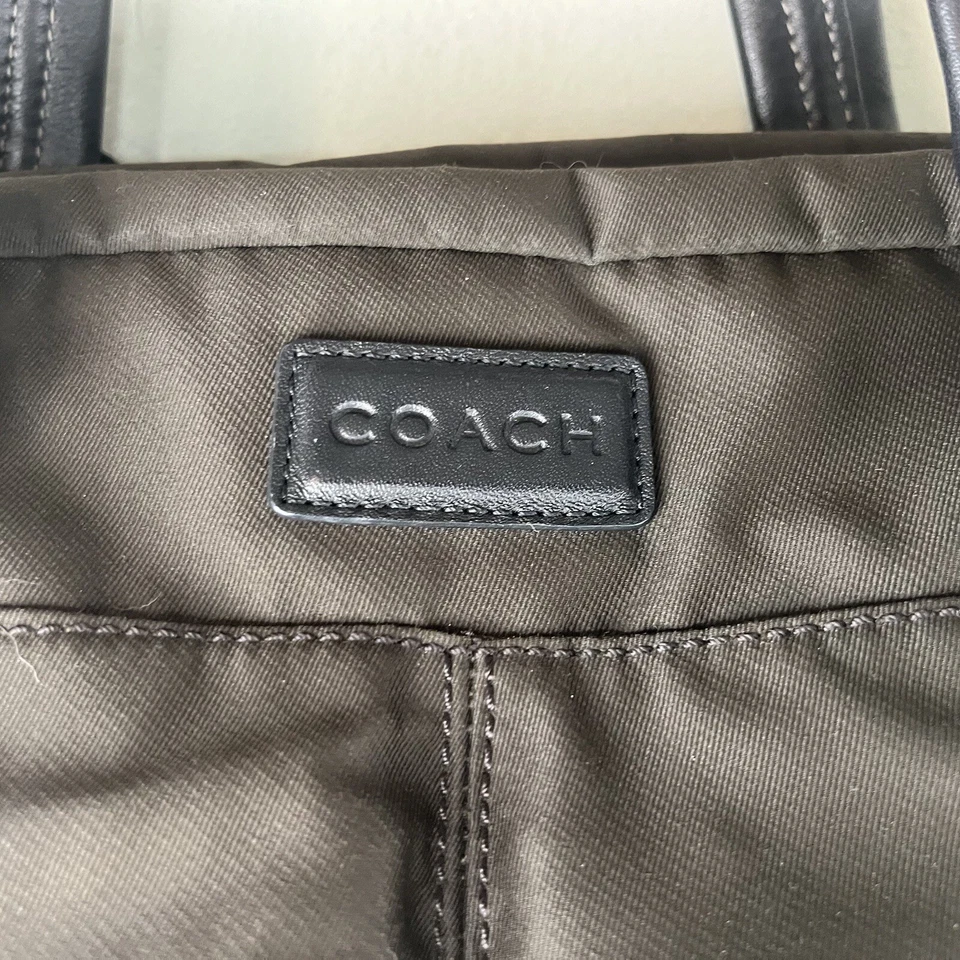 ТРЕНЕР VARICK коричневый нейлона портфель Messenger путешествий сумка кожаная отделка F70681 VGUC - Изображение 3 из 4