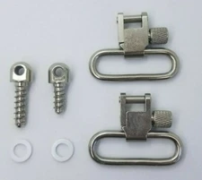 Nickel Silver Sling Mount Set 1.25" Quick Detach Swivels Screw Stud Base 3123
