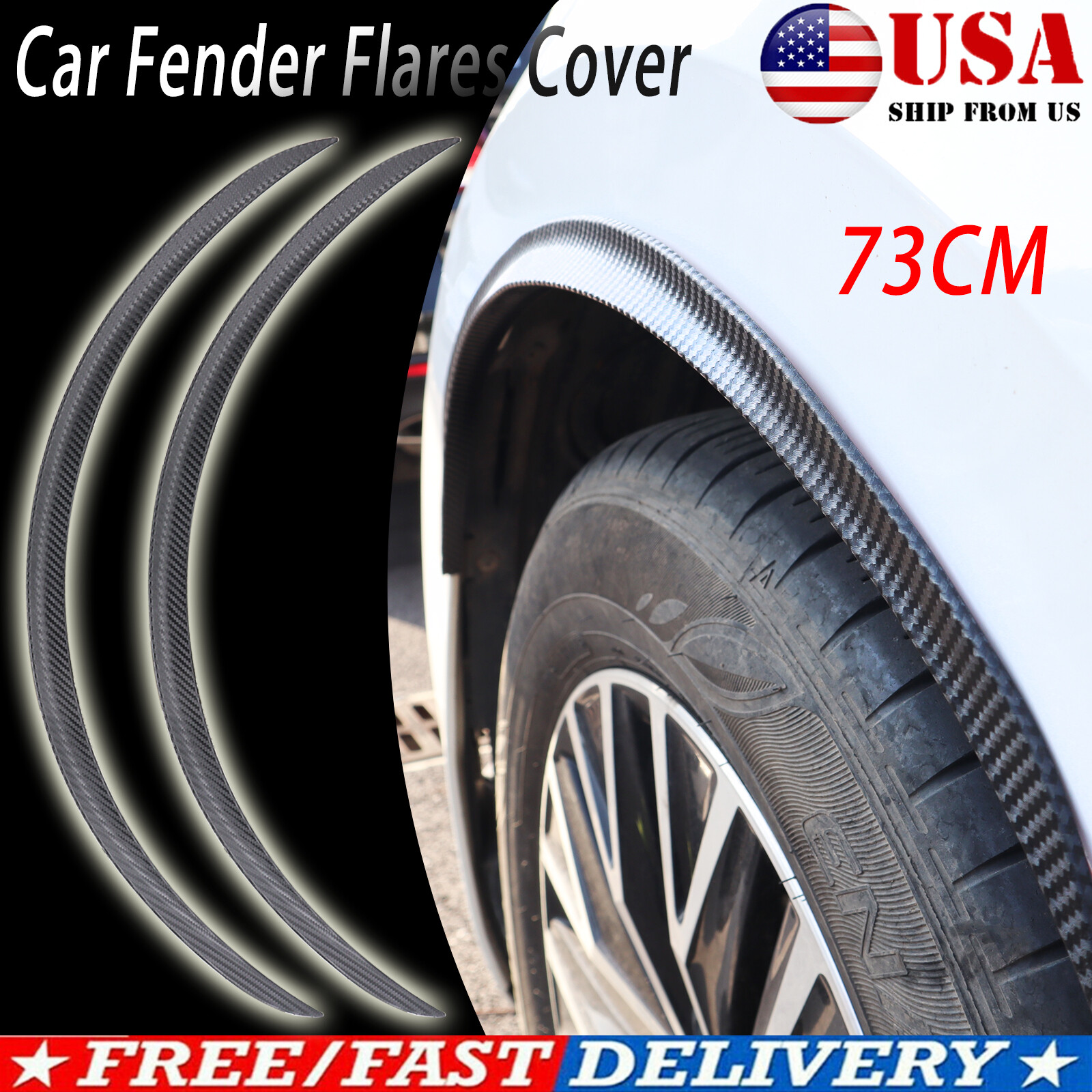2PC Carbon Fiber Wheel Fender Flares for Cars & Trucks