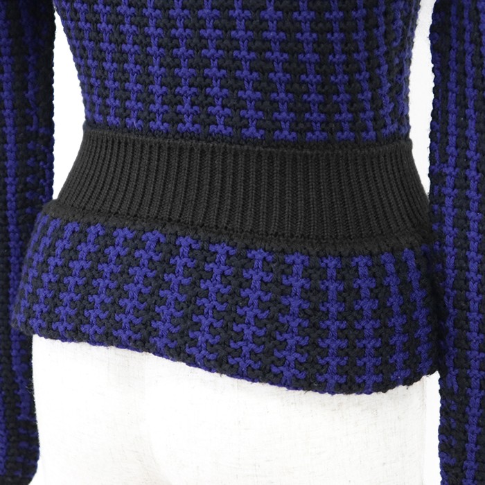 Christian Dior Low-gauge Knit Sweater Striped Peplum Women Size 38 Blue/Black thumbnail 8