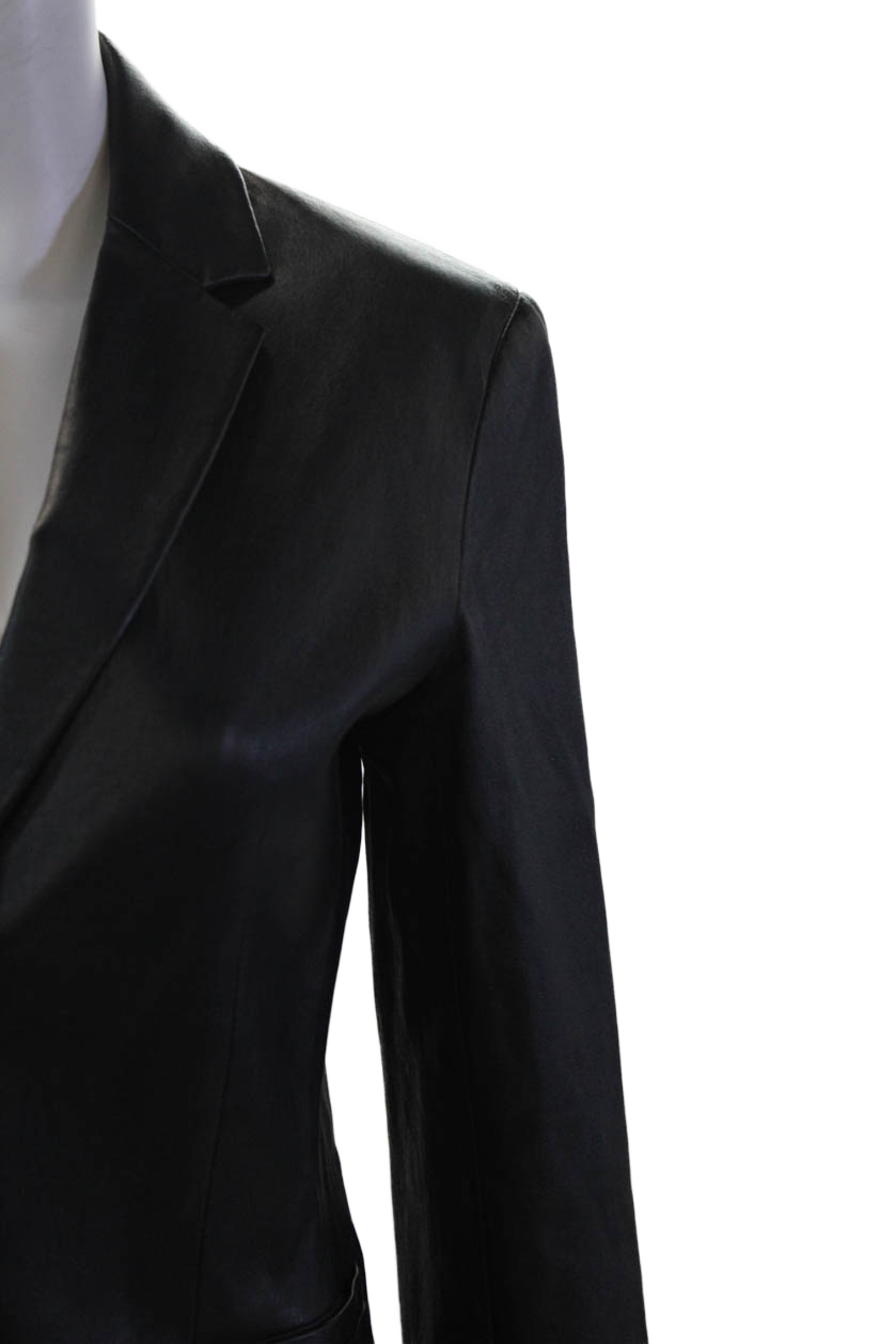 FILA Giacca blazer donna The Row pelle di agnello colletto manica lunga bottoni blu navy taglia 8