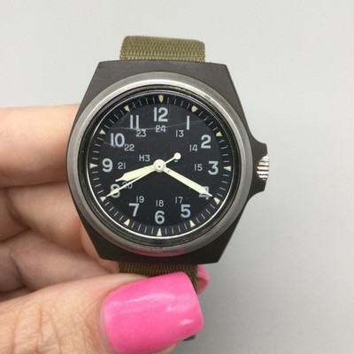 Vintage Stocker & Yale Sandy 184 Mens Watch 37mm Black Dial Green